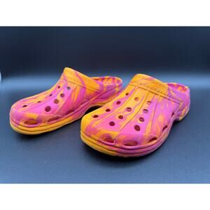 L.L. Bean Rubber Clogs Pink Orange Tie Dye Slip On Garden Shoes Women’s